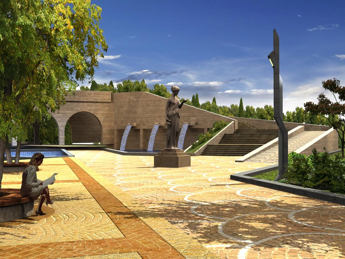 Public Plaza & Cascades